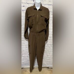 Lilly’s Kloset One Piece Flight Suit Long Sleeve Brown  Jumpsuit Romper S